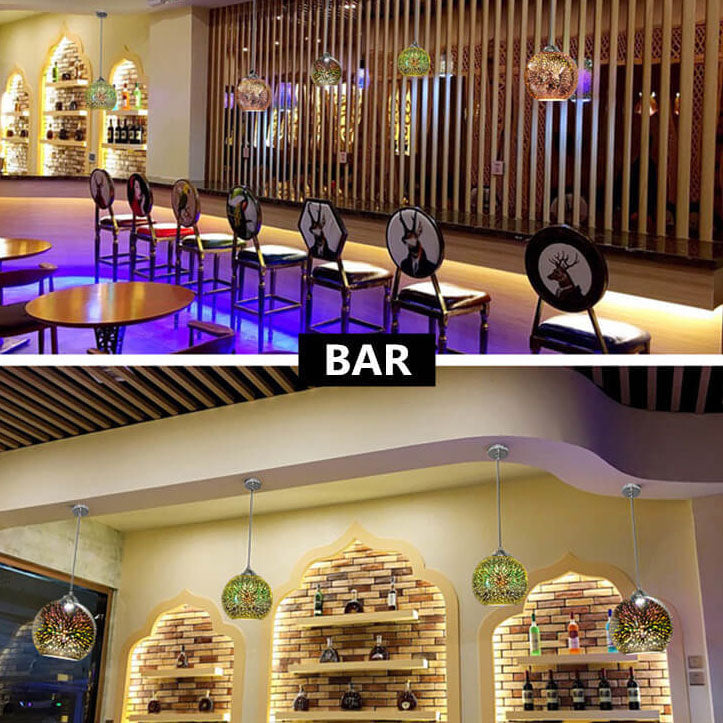 Écliora | Suspension en Verre 3D – Effet Feu d’Artifice Coloré