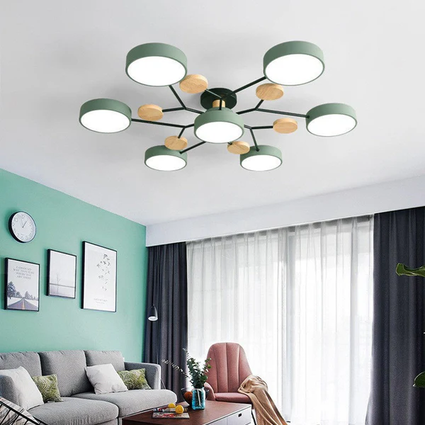 Élysia | Lustre de Plafond – Atmosphère Chaleureuse et Raffinée Vert 6 bras