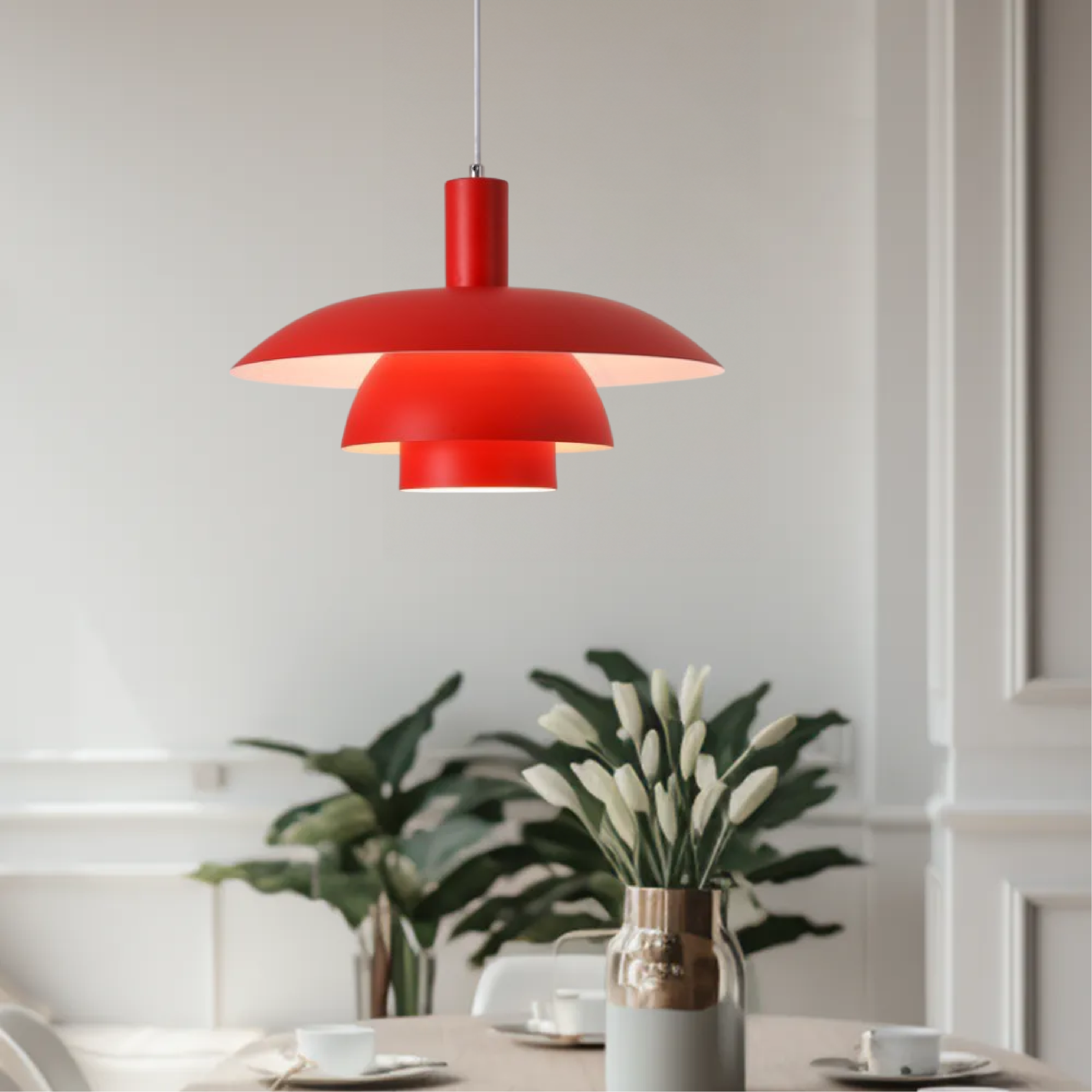 Élysso | Suspension Scandinave – Design Raffiné et Lumière Apaisante Rouge