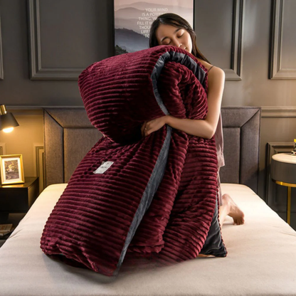 Fleurelia | Housse de Couverture – Chaleur Luxueuse en Velours Fleece Bordeaux