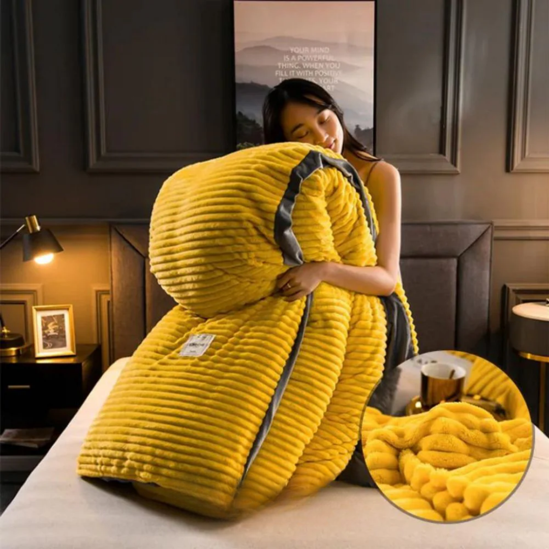 Fleurelia | Housse de Couverture – Chaleur Luxueuse en Velours Fleece Jaune (presque épuisé !)