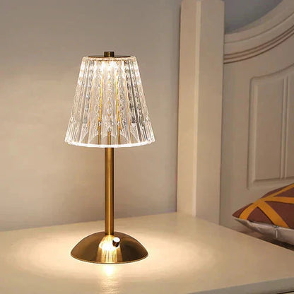 LumiVerre | Lampe de Table – Cristal Raffiné et Éclairage Sans Fil Vintage