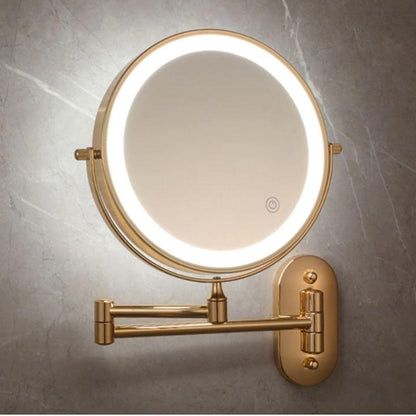Miréva | Miroir Lumineux LED – Grossissement 5X & Éclairage Rechargeable Or