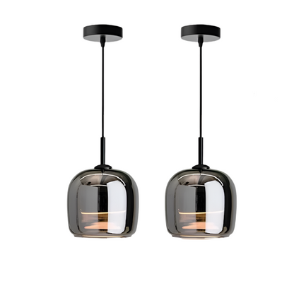 Noctavia | Lustre en Verre Noir – Élégance Nordique et Design Moderne 2 Têtes