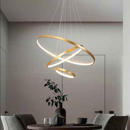 Oréliane | Plafonnier LED Moderne – 3 Anneaux Réglables et Design Élégant Or 60-40-20CM