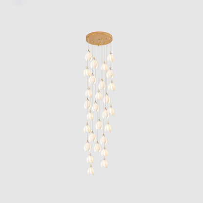 Orévia | Suspension Florale – Lumière Douce et Charme Naturel 28 heads Round Canopy ∅ 23.6″ Brass & White