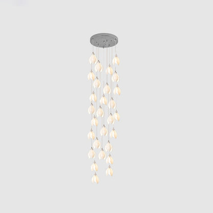 Orévia | Suspension Florale – Lumière Douce et Charme Naturel 28 heads Round Canopy ∅ 23.6″ Chrome & White