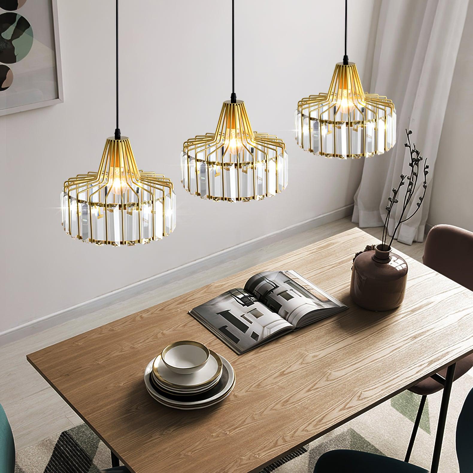 Orfina | Lampe Suspendue – Diffusion brillante abat jour cristal