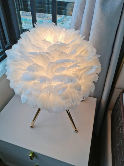 Plumélia | Lampe de Table – Abat-jour plume halo chaleureux