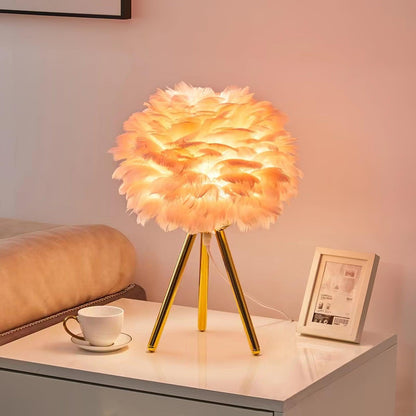 Plumélia | Lampe de Table – Abat-jour plume halo chaleureux