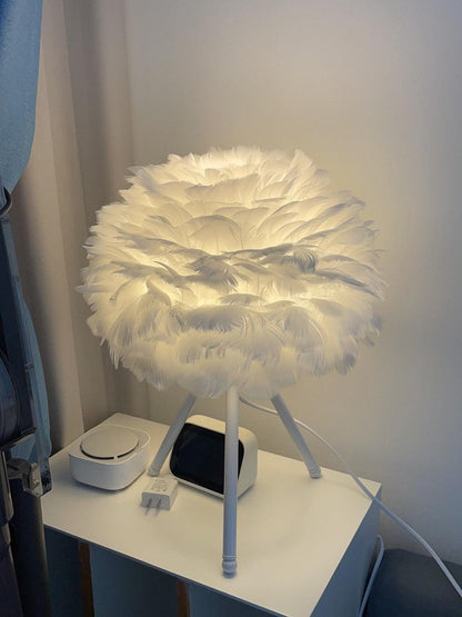Plumélia | Lampe de Table – Abat-jour plume halo chaleureux