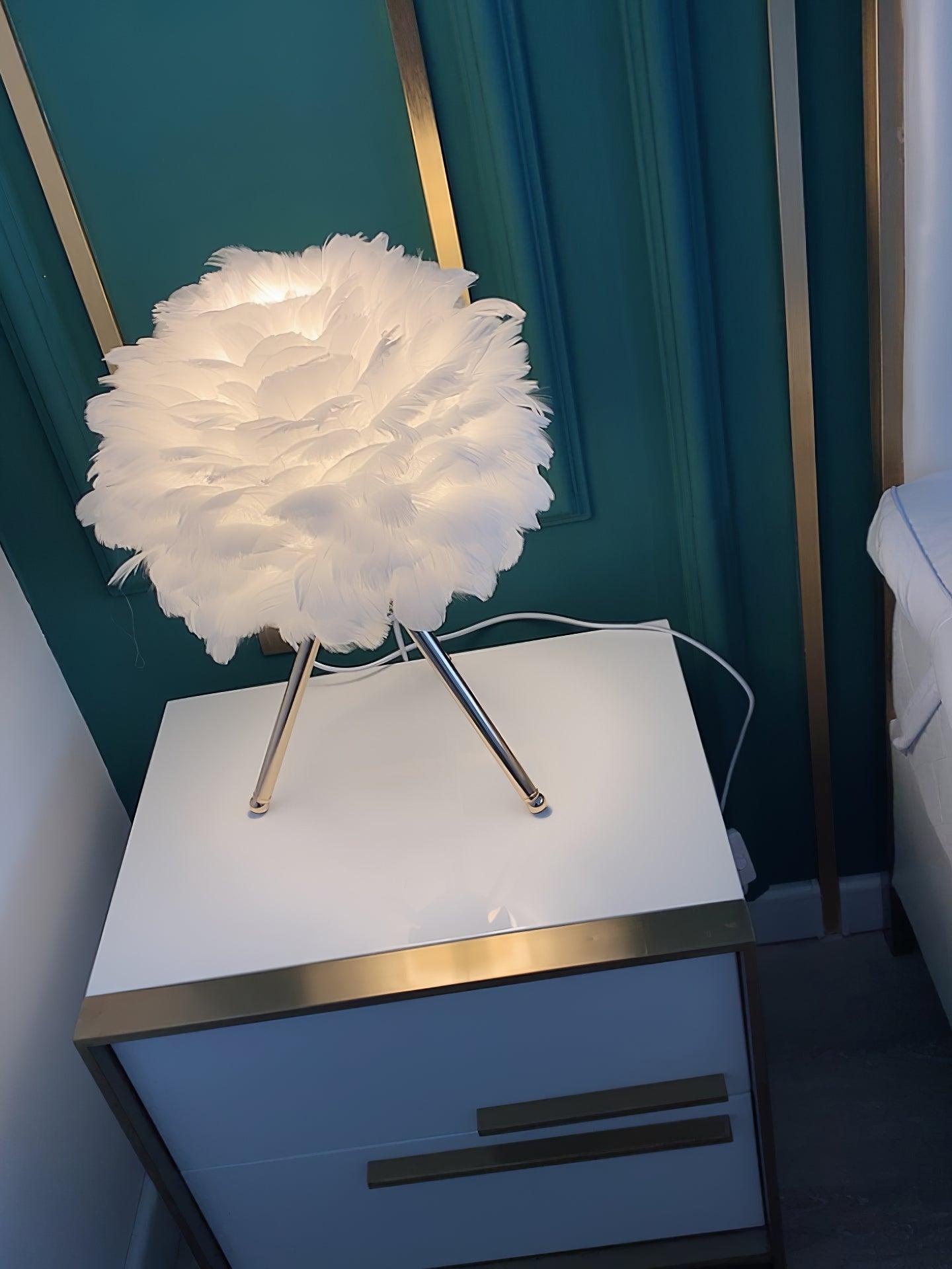 Plumélia | Lampe de Table – Abat-jour plume halo chaleureux