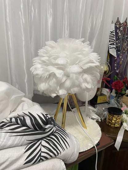 Plumélia | Lampe de Table – Abat-jour plume halo chaleureux