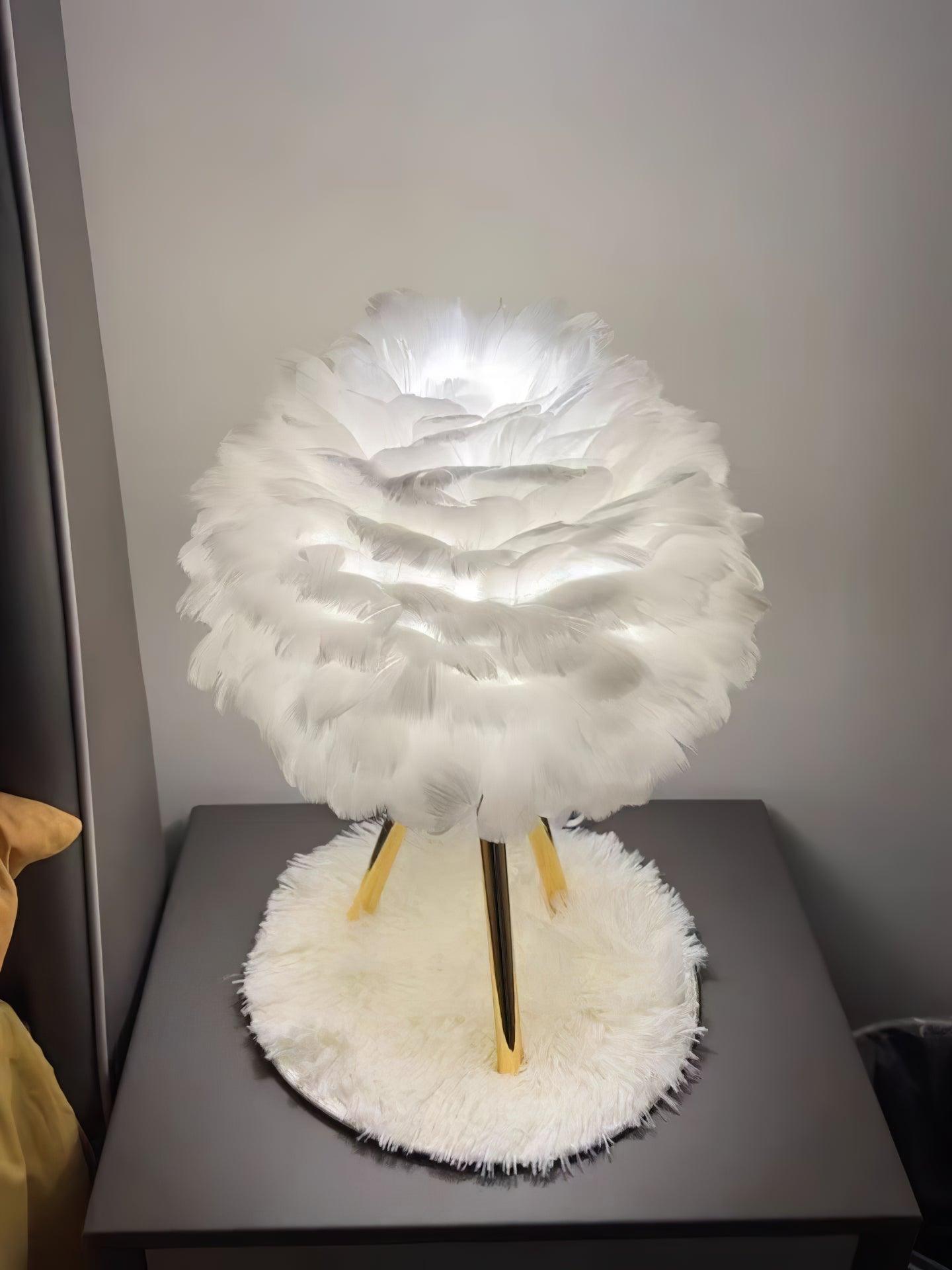 Plumélia | Lampe de Table – Abat-jour plume halo chaleureux