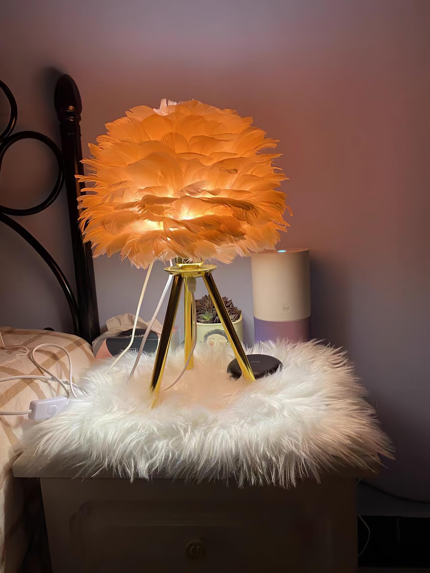 Plumélia | Lampe de Table – Abat-jour plume halo chaleureux