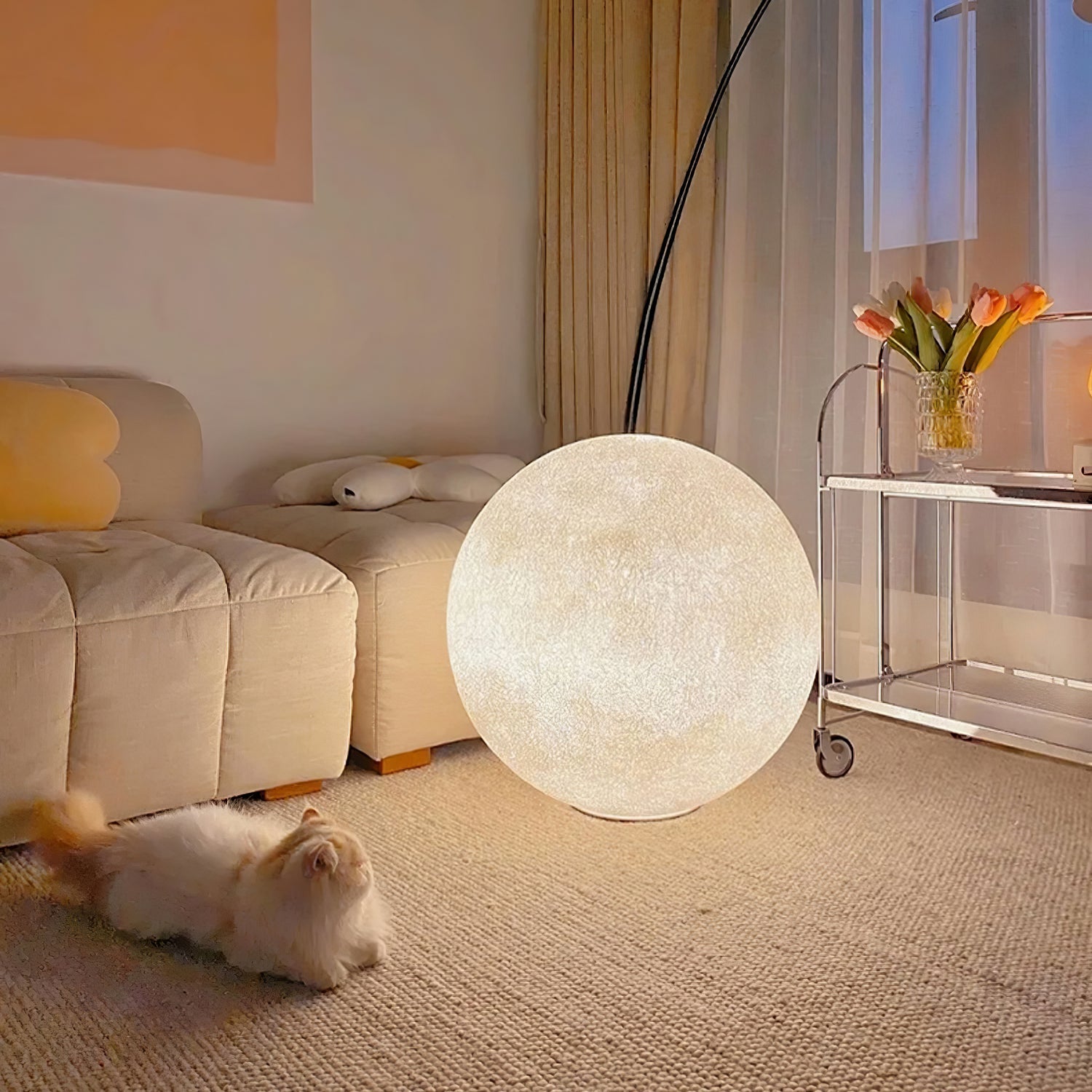 Séléné | Lampe de Table – Surface lunaire lumière douce