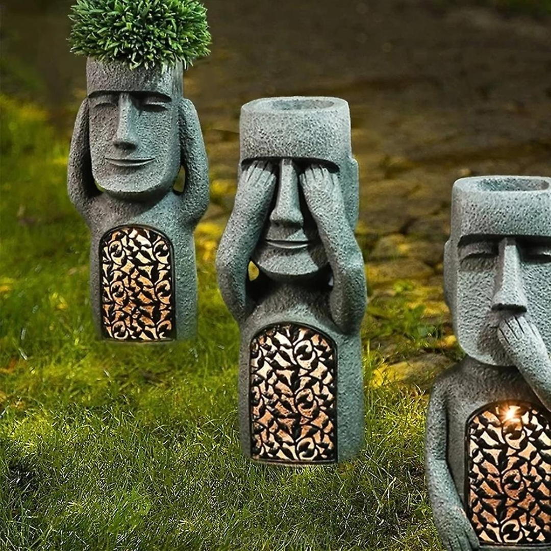 Solaria | Statues Solaires Moai – Art Lumineux pour Jardin Éclairé