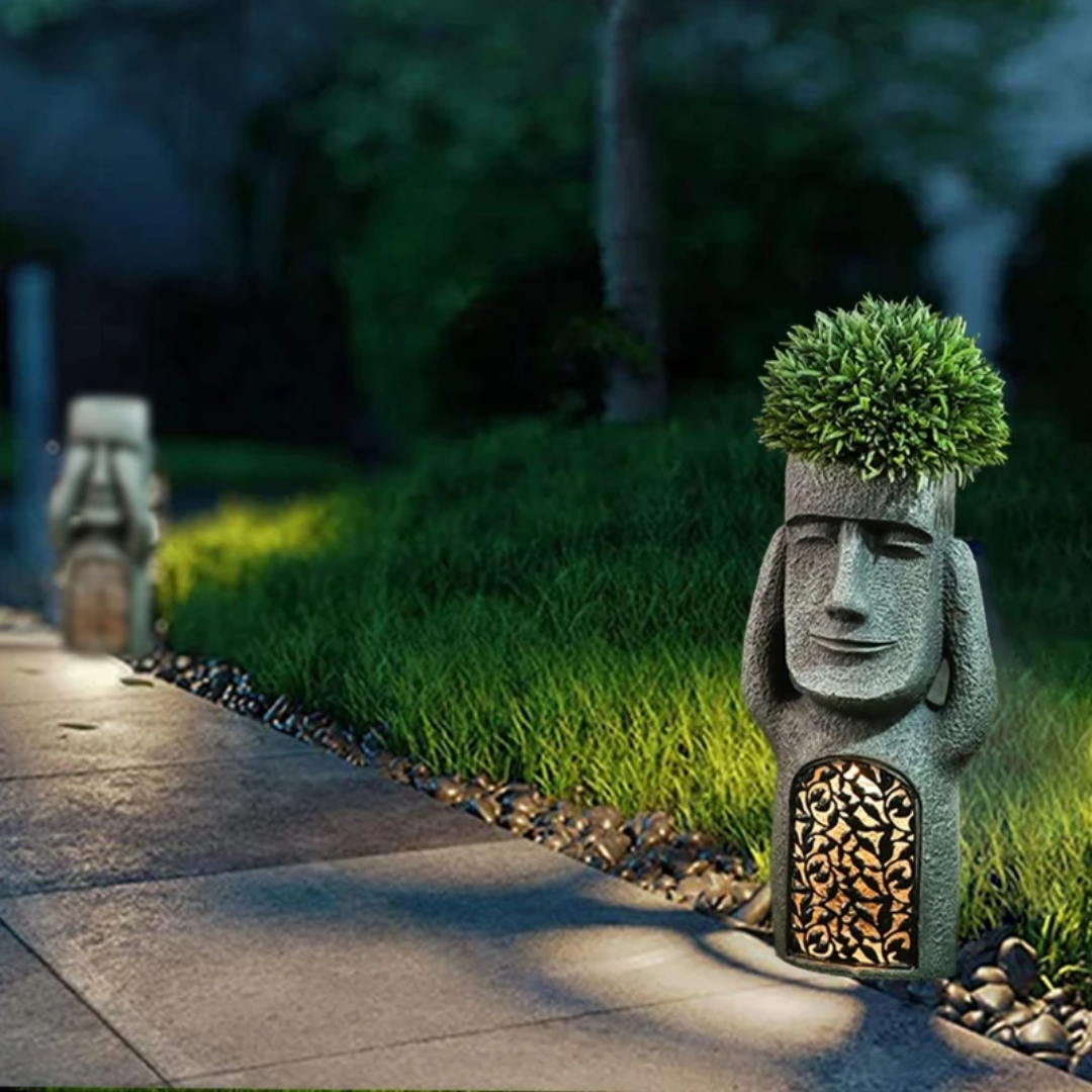 Solaria | Statues Solaires Moai – Art Lumineux pour Jardin Éclairé