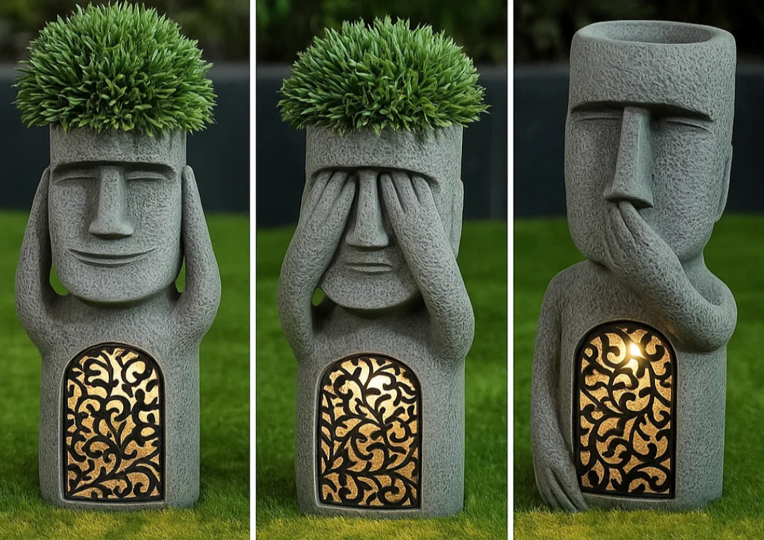 Solaria | Statues Solaires Moai – Art Lumineux pour Jardin Éclairé