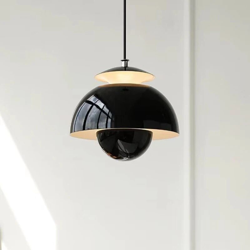 Solenya | Lampe Suspendue Scandinave – Élégance Minimaliste et Lumière Douce Noir