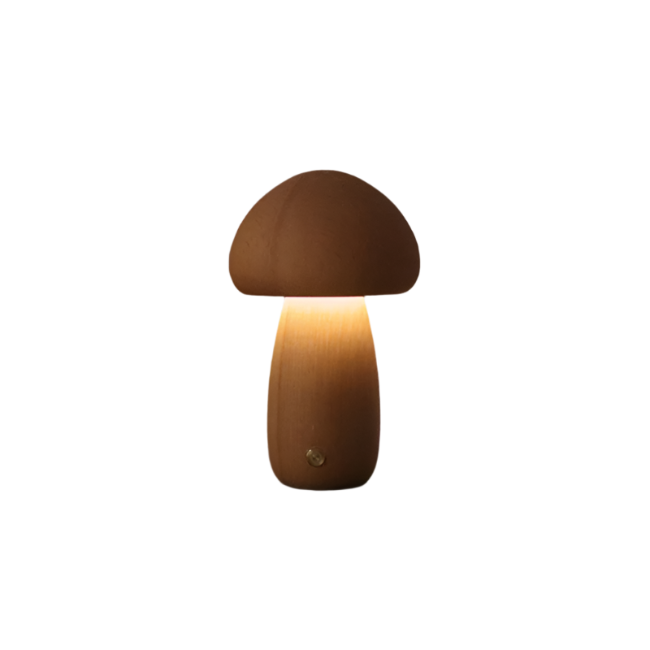 Sylvéra | Lampe Champignon – Élégance Naturelle et Rechargeable Hêtre Dia 10cm x H 16.5cm