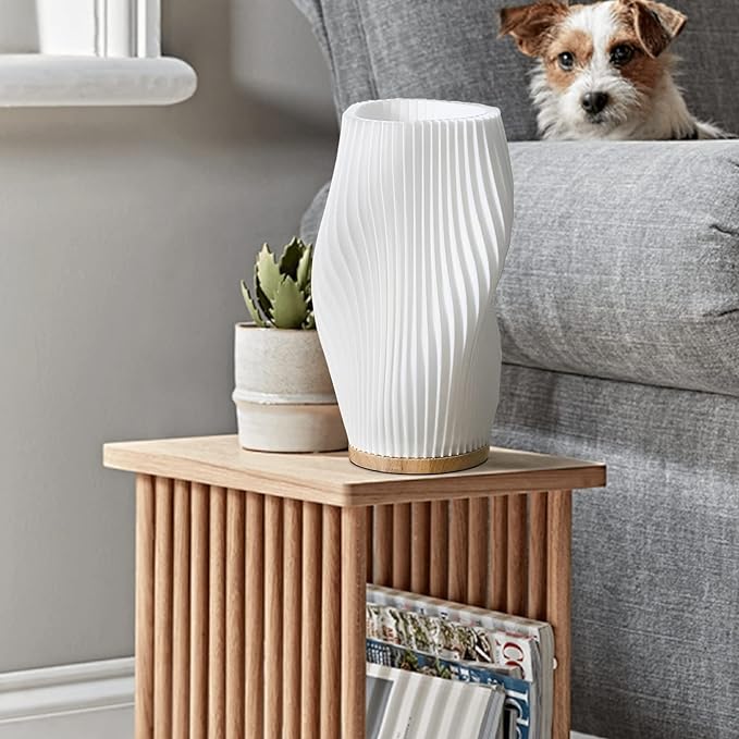 Véoria | Lampe de Table – Abat-Jour Ondulé et Lumière Douce